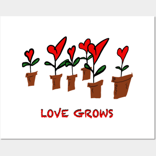 Little Hearts in flowerpots, Love Grows Posters and Art